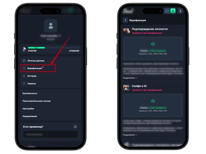 Интерфейс сайта